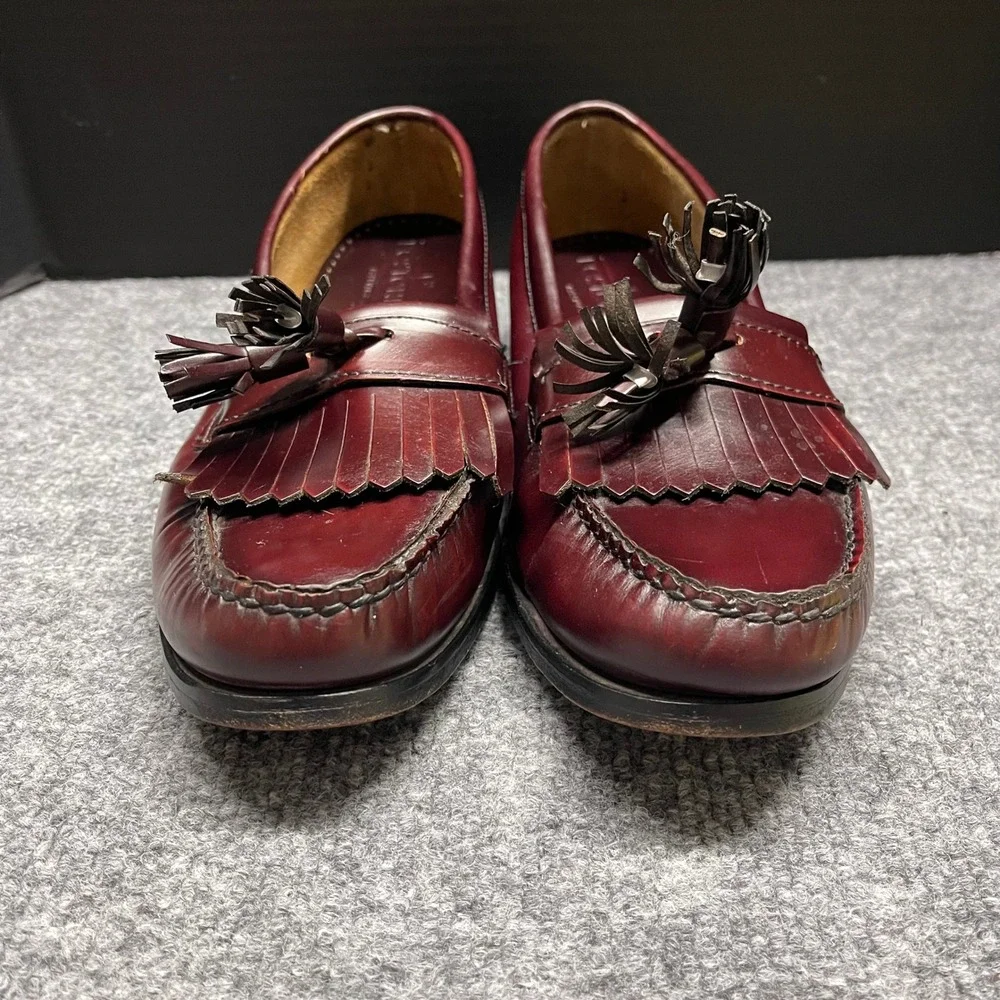 Bostonian Shoes Mens 11 M Burgundy Leather Kiltie Tassel Loafers Made in USA
